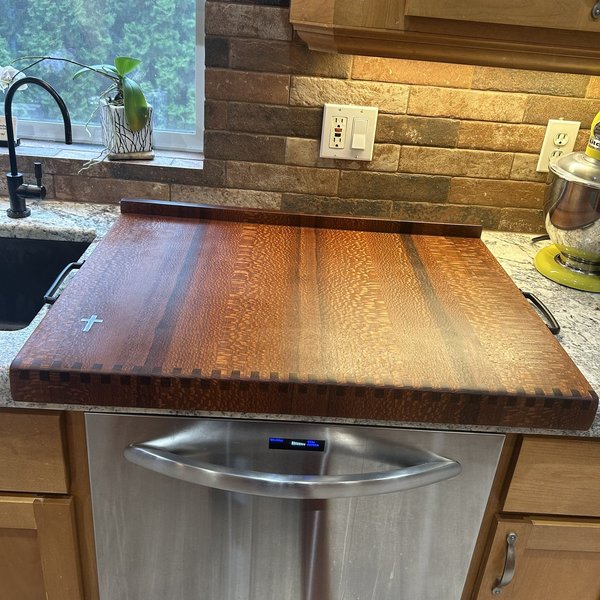Lacewood Pastry Board with Inlaid Cross