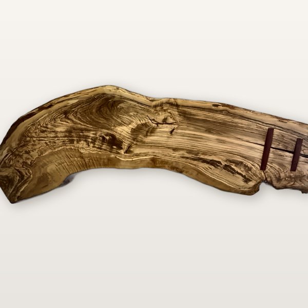 Olive Wood Live Edge Board with Padauk Bowties