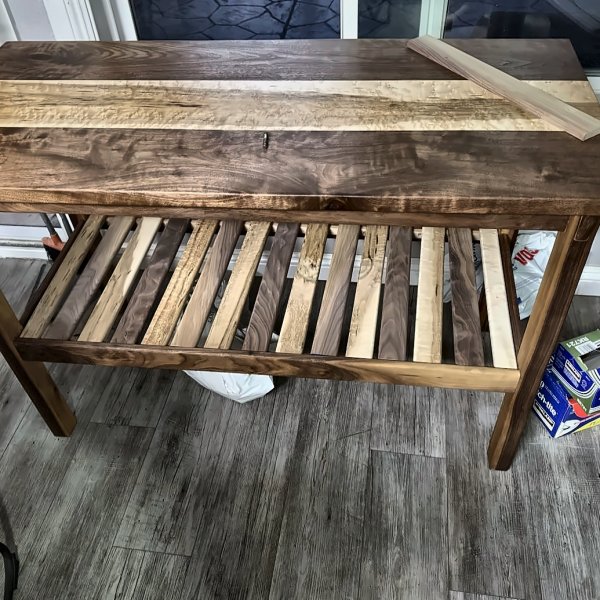 Walnut Console Table with Curly Maple Stripe